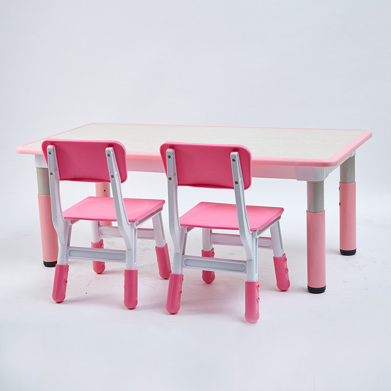 Child Adjustable Wooden Rectangle Table School Desk Kids Chair