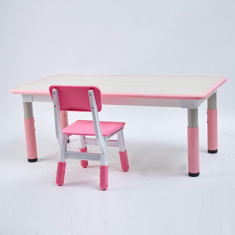 Child Adjustable Wooden Rectangle Table School Desk Kids Chair